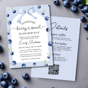 Girl All in One Blueberry Berry Sweet Baby Dusche Einladung