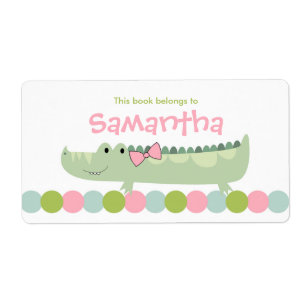 Girl Alligator Buchzeichen Label / Buchungsplatte