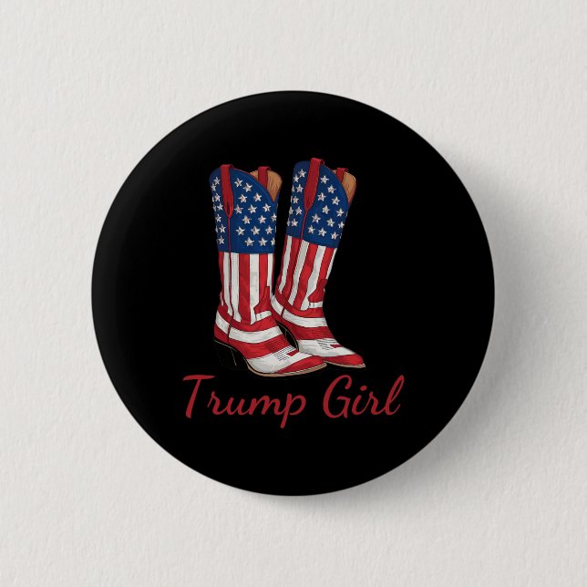 Girl American Flag Wahl Trump Girl Republican Cowg Button (Vorderseite)