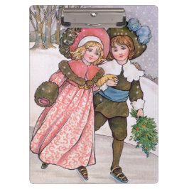 Girl and boy ice skating - Florence Hardy Klemmbrett