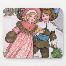 Girl and boy ice skating - Florence Hardy Mousepad
