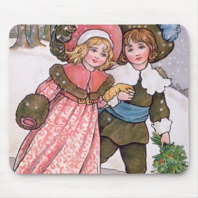Girl and boy ice skating - Florence Hardy Mousepad (Vorne)