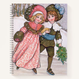 Girl and boy ice skating - Florence Hardy Notizbuch