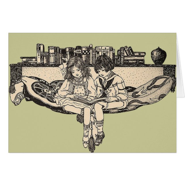 Girl and Boy Reading (Vorderseite (Horizontal))