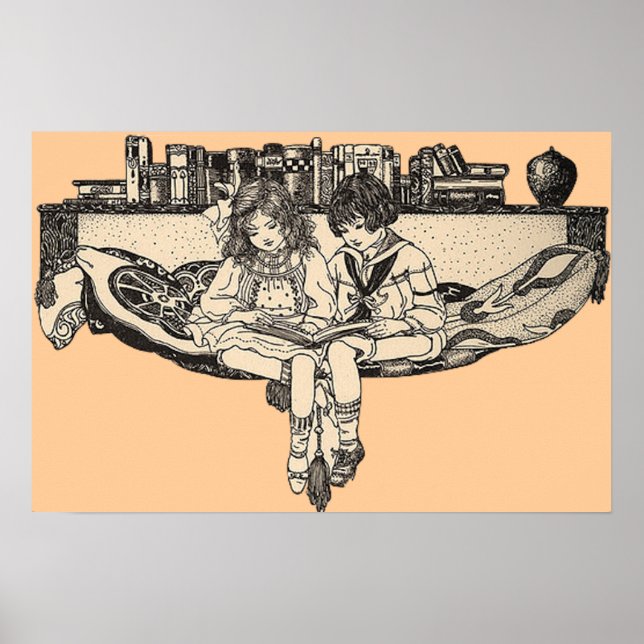 Girl and Boy Reading Poster (Vorne)