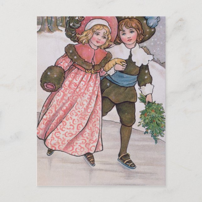 Girl and Boy Skaten Postkarte (Vorderseite)