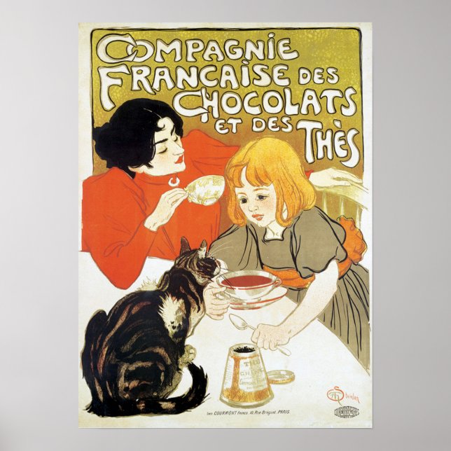 Girl and Cat, Alexandre Steinlen Poster (Vorne)