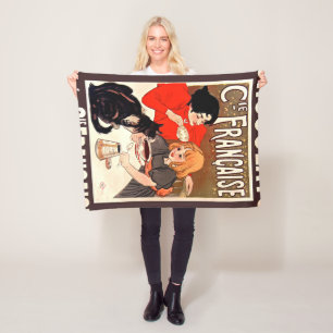 Girl and Cat, Vintage Poster, Alexandre Steinlen Fleecedecke