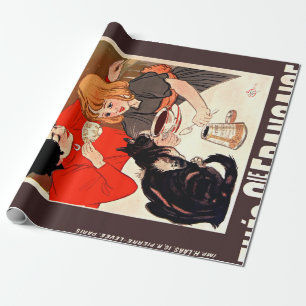 Girl and Cat, Vintage Poster, Alexandre Steinlen Geschenkpapier