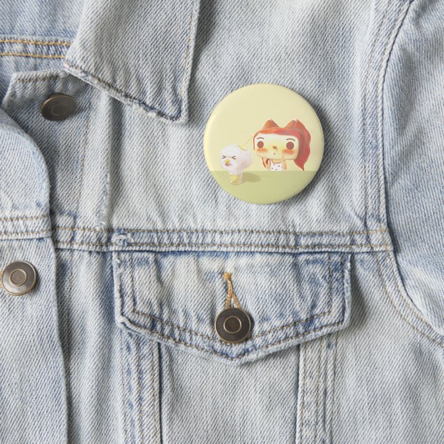Girl and Dog Soda Illustration Button (Beispiel)