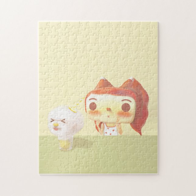 Girl and Dog Soda Illustration Puzzle (Vertikal)
