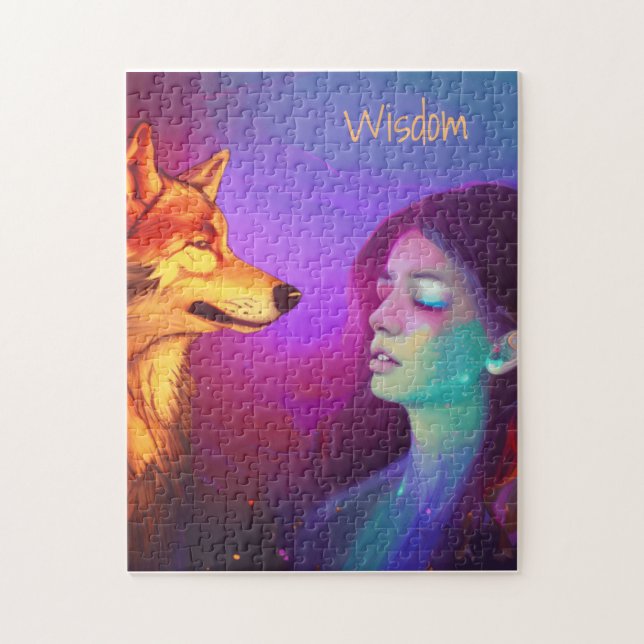 Girl and her Wolf AI Generated Fantasy Pop Art Jig Puzzle (Vertikal)