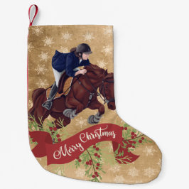 Girl and Horse Jumping Frohe Weihnachtsgolden Kleiner Weihnachtsstrumpf