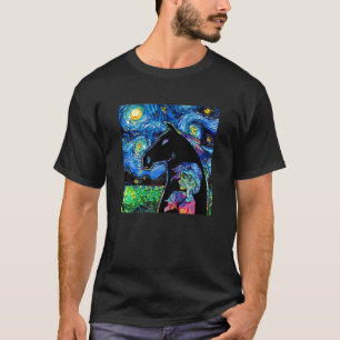Girl And Horse With The Starry Night T-Shirt
