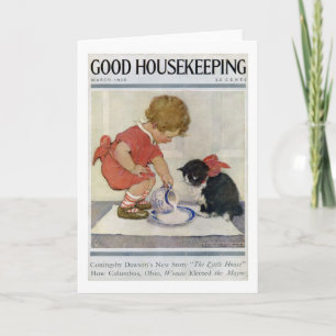 Girl and Kitten, Jessie Willcox Smith Karte