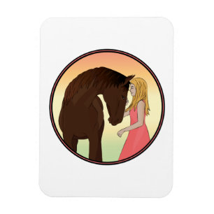 Girl and Pferde Pferdesportler Magnet