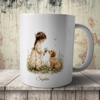 Girl and Puppy Kaffeetasse