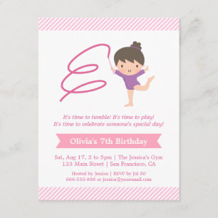 Girl and Ribbon Gymnastics Kindergeburtstag Party Einladung