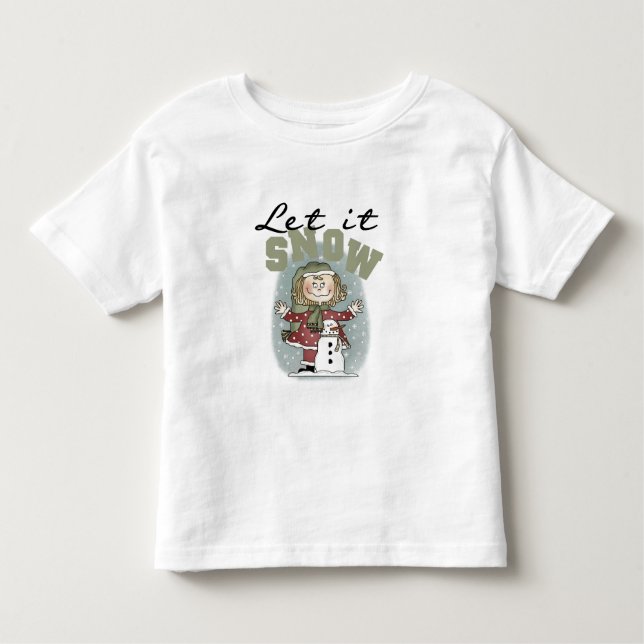 Girl and Snowman Lass es Schnee T - Shirt (Vorderseite)
