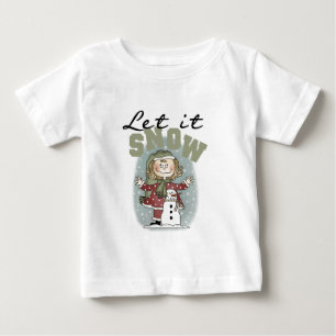 Girl and Snowman Lass es Schnee T - Shirt