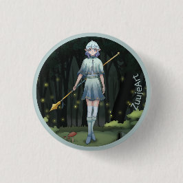 Girl, anime, cartoon button