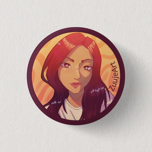 Girl, anime, red. button (Vorderseite)