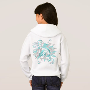 Girl Aqua graue weiße Volleyballs und Sterne Hoodie