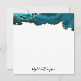 Girl Aquamarin Velvet Agate Geode Script Square Mitteilungskarte