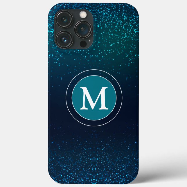 Girl-Aquamariner Glitzer Funkelnd Monogram Case-Mate iPhone Hülle (Rückseite)