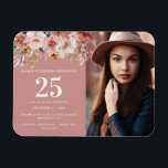 Girl-Aquarell-Foto Magnet<br><div class="desc">Girly Aquarell Blumengebirge Geburtstag rosa chic Party-Design, bearbeiten Sie das Alter, um Ihren Anlass Anzug. Schönes, elegantes und modernes Party.</div>