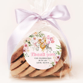 Girl Aquarell Safari Geburtstagsparty Runder Aufkleber