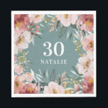 Girl Aquarellblume Geburtstag rosa Chic Serviette<br><div class="desc">Girly Aquarell Blumengebirge Geburtstag rosa schicke Party Dekoration. Schönes,  elegantes und modernes Party.</div>