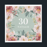 Girl Aquarellblume Geburtstag rosa Chic Serviette<br><div class="desc">Girly Aquarell Blumengebirge Geburtstag rosa schicke Party Dekoration. Schönes,  elegantes und modernes Party.</div>