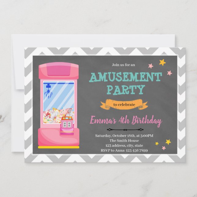 Girl Arcade Vergnügungspark Einladung (Vorderseite)