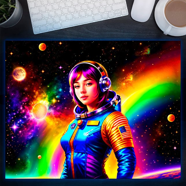 Girl Astronaut Space Stars Farbenfrohe Galaxie Kun Poster (Von Creator hochgeladen)