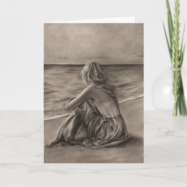 Girl at Beach Grußkarte Karte (Vorderseite)