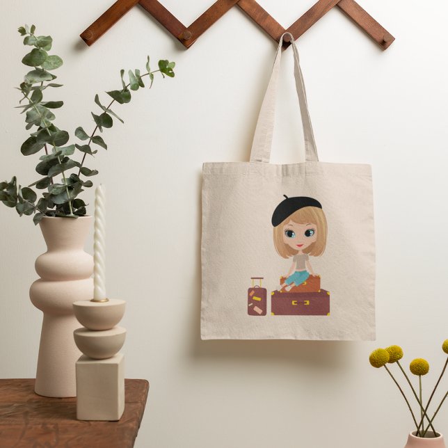Girl auf Holiday Tote Bag Tragetasche (Von Creator hochgeladen)