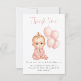 Girl Baby Boss Dankeschön Card - Pink Boss Baby Dankeskarte