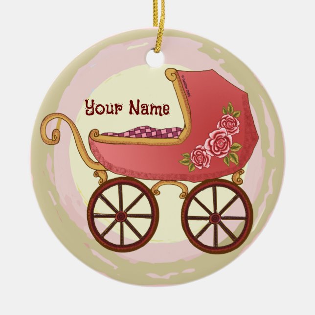 Girl Baby Buggy Keramik Ornament (Vorne)
