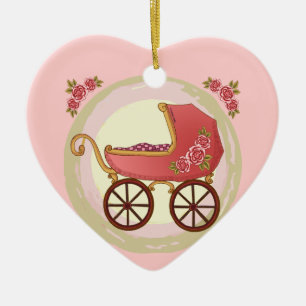Girl Baby Buggy Keramik Ornament