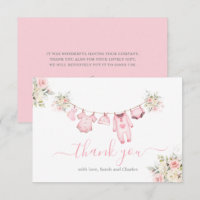 Girl Baby Clothes Babydusche Danke Karte