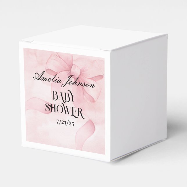 Girl Baby Dusche Blush Pink Ribbon Coquette Geschenkschachtel (Vorderseite)