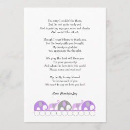 Girl-Baby-Dusche danke Ihnen Notizen mit Gedicht