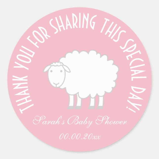Girl baby Dusche Gastgeschenk danke Ihnen Aufklebe Runder Aufkleber (Vorderseite)