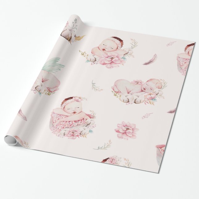 Girl Baby Dusche Geschenkpapier (Ungerollt)