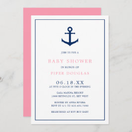 Girl Baby Dusche Nautical Pink Blue Anchor Einladung