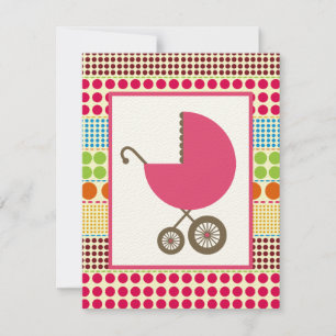 Girl Baby Dusche Pink Carriage & Boho Dots Einladung
