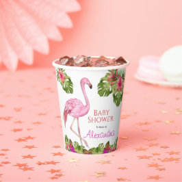 Girl Baby Dusche Pink Flamingo Tropical Wildlife Pappbecher