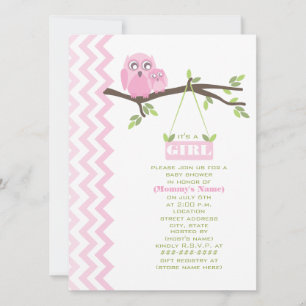Girl Baby Dusche Rosa Mutter & Baby Owl Einladung