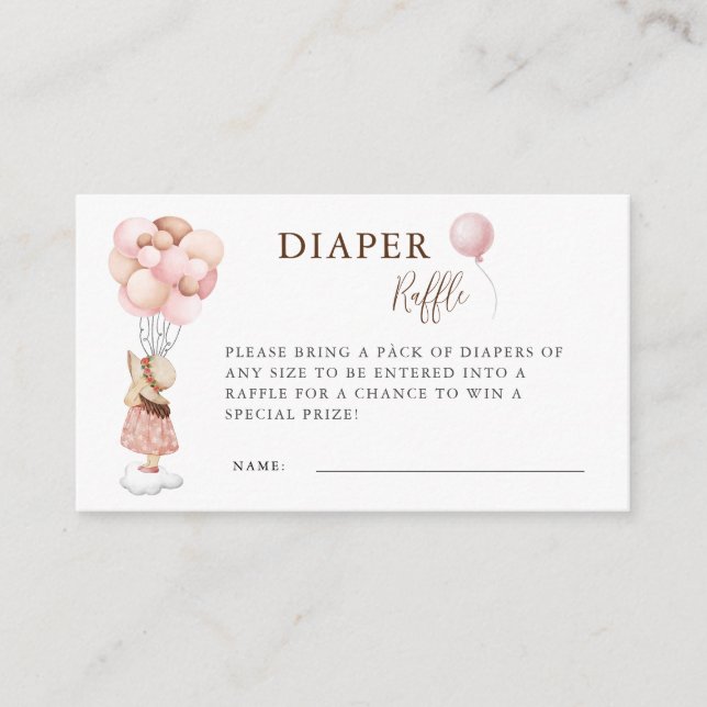 Girl Baby Duwer Flying Balloon Windelwölfe Begleitkarte (Vorderseite)